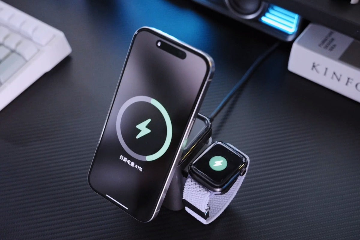 3-i-1 Laddningsstation för Smartphone och Smartklocka Fällbar Design 7