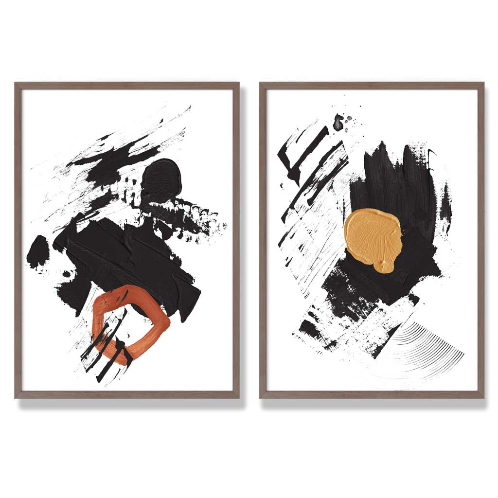 Abstrakt Konsttryck Set med Svart och Gul Design 7