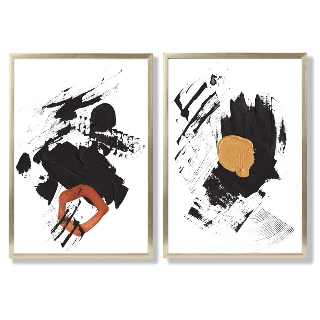 Abstrakt Konsttryck Set med Svart och Gul Design 8