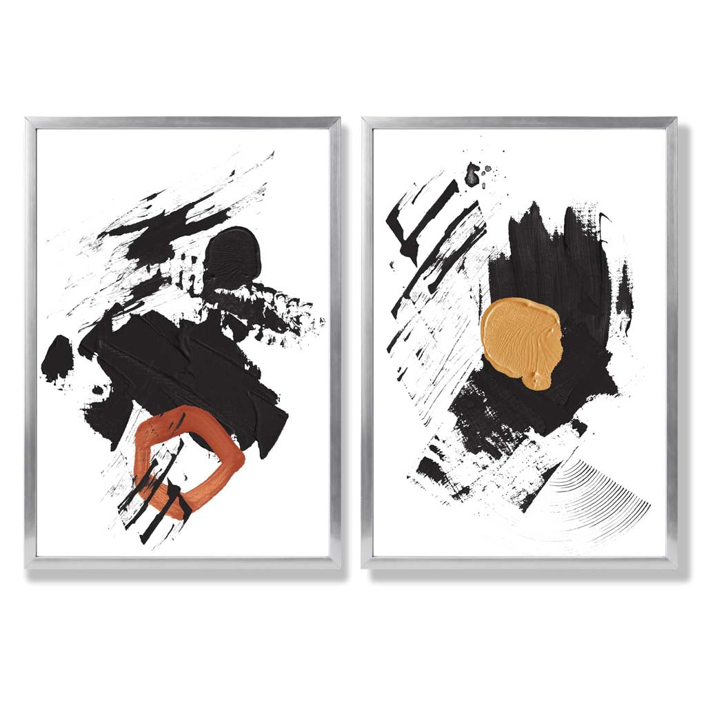 Abstrakt Konsttryck Set med Svart och Gul Design 9