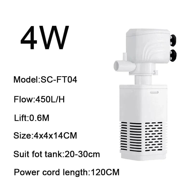 Akvariefilterpump 4 i 1 Tyst Dränkbar 8
