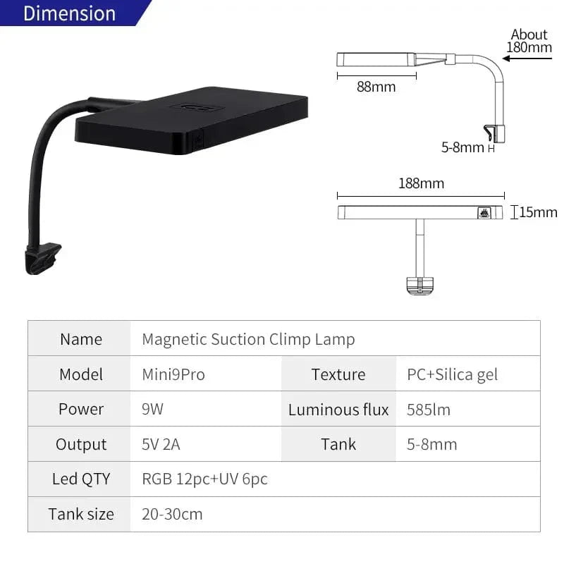 Akvarielampa för Växter USB-ansluten Kompakt Design 5