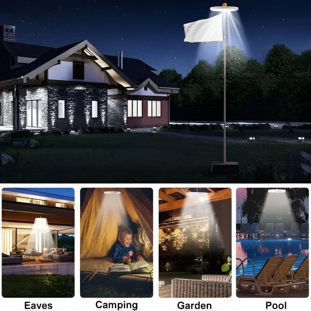 Automatisk Flaggbelysning Med Solenergi 360° LED-paneler För Utomhusbruk 4