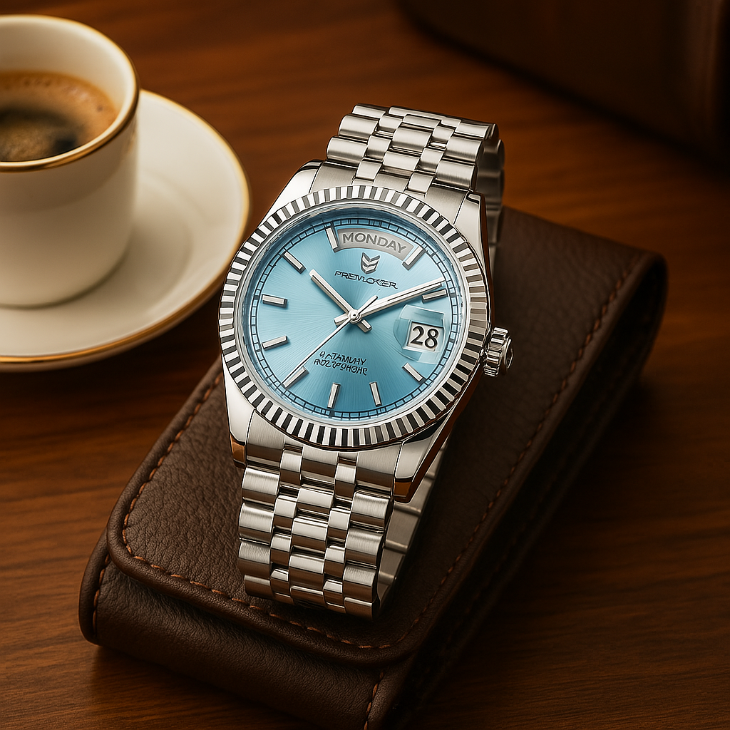 Automatisk Herrklocka Med Stilren Design och Kalenderfunktion 5