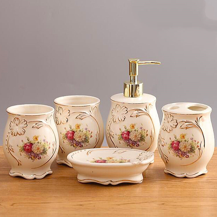 Badrumsset 5-delar Handmålat Stilrent Design för Badrum 3