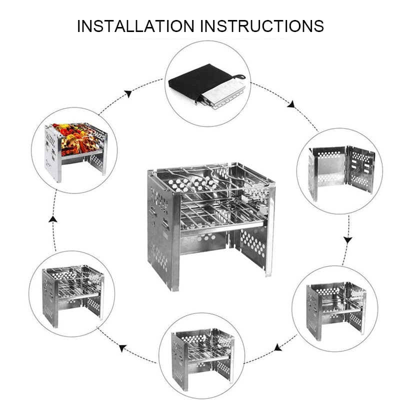 Bärbar Grill För Camping Och Bakgård, Portabel Grill Med Modern Design 4