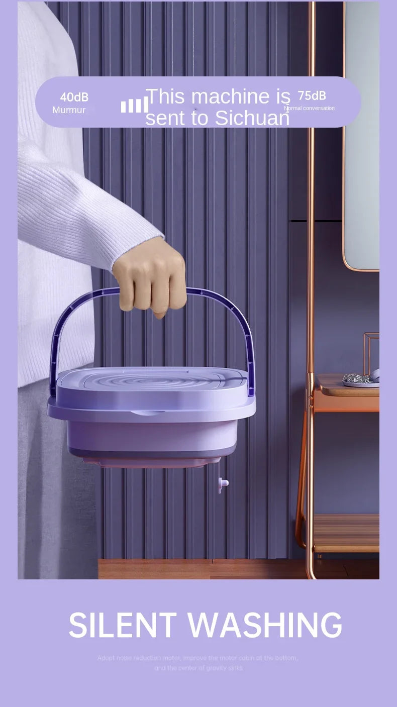 Bärbar Mini Tvättmaskin 8L Hopfällbar För Resor och Små Utrymmen 8