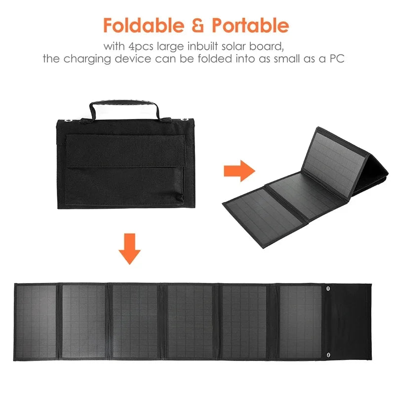 Bärbar Solpanelväska Hopfällbar med USB och DC-utgång för Utomhusbruk 3
