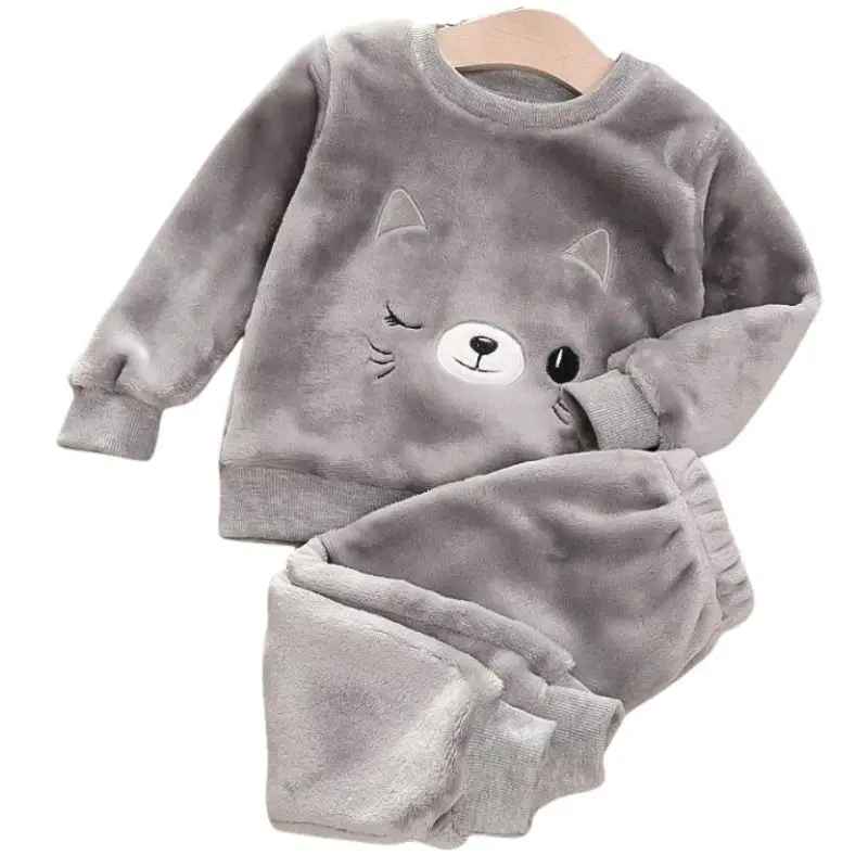 Barns Fleece Pyjamas Set för Vintermys 0
