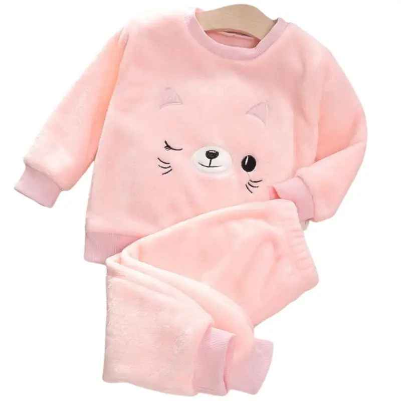 Barns Fleece Pyjamas Set för Vintermys 3