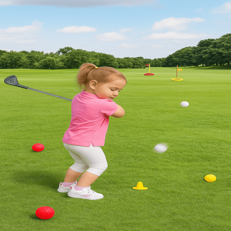 Barns Justerbara Golfset Teleskopklubbor för Utomhuslek 0
