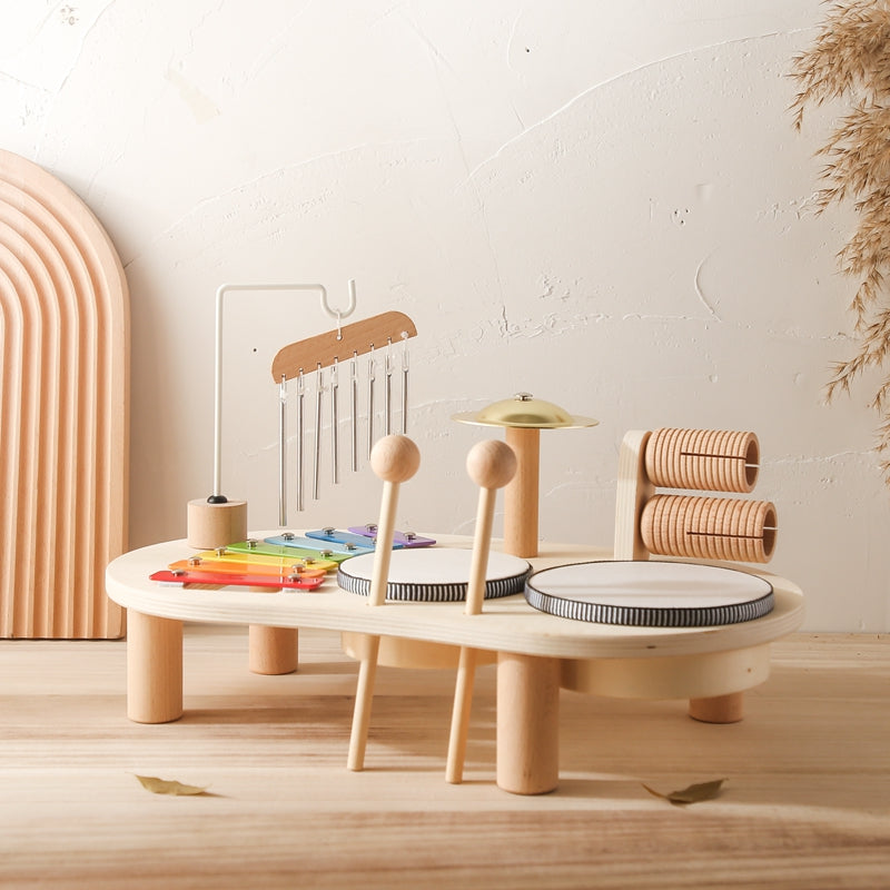 Barns Musikbord Med Trummor, Xylofon Och Cymbaler 0
