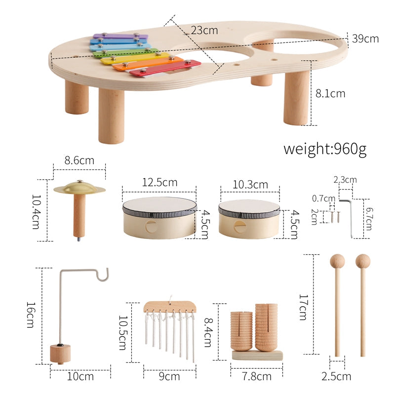Barns Musikbord Med Trummor, Xylofon Och Cymbaler 4