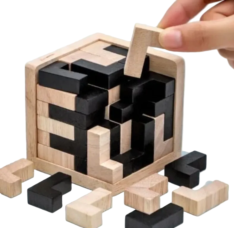 Barns och Vuxnas Trekantiga Träpussel 3D Design Utmaning 1