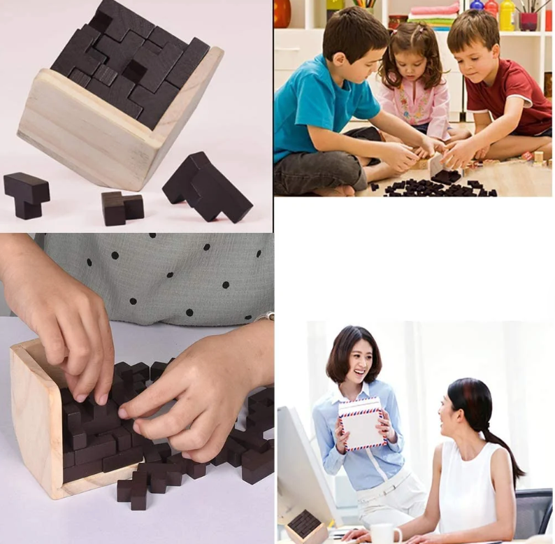Barns och Vuxnas Trekantiga Träpussel 3D Design Utmaning 2