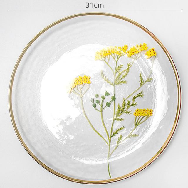 Blomtallrik Med Guldkant För Hemmet 4