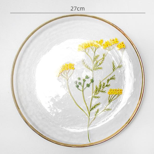 Blomtallrik Med Guldkant För Hemmet 5