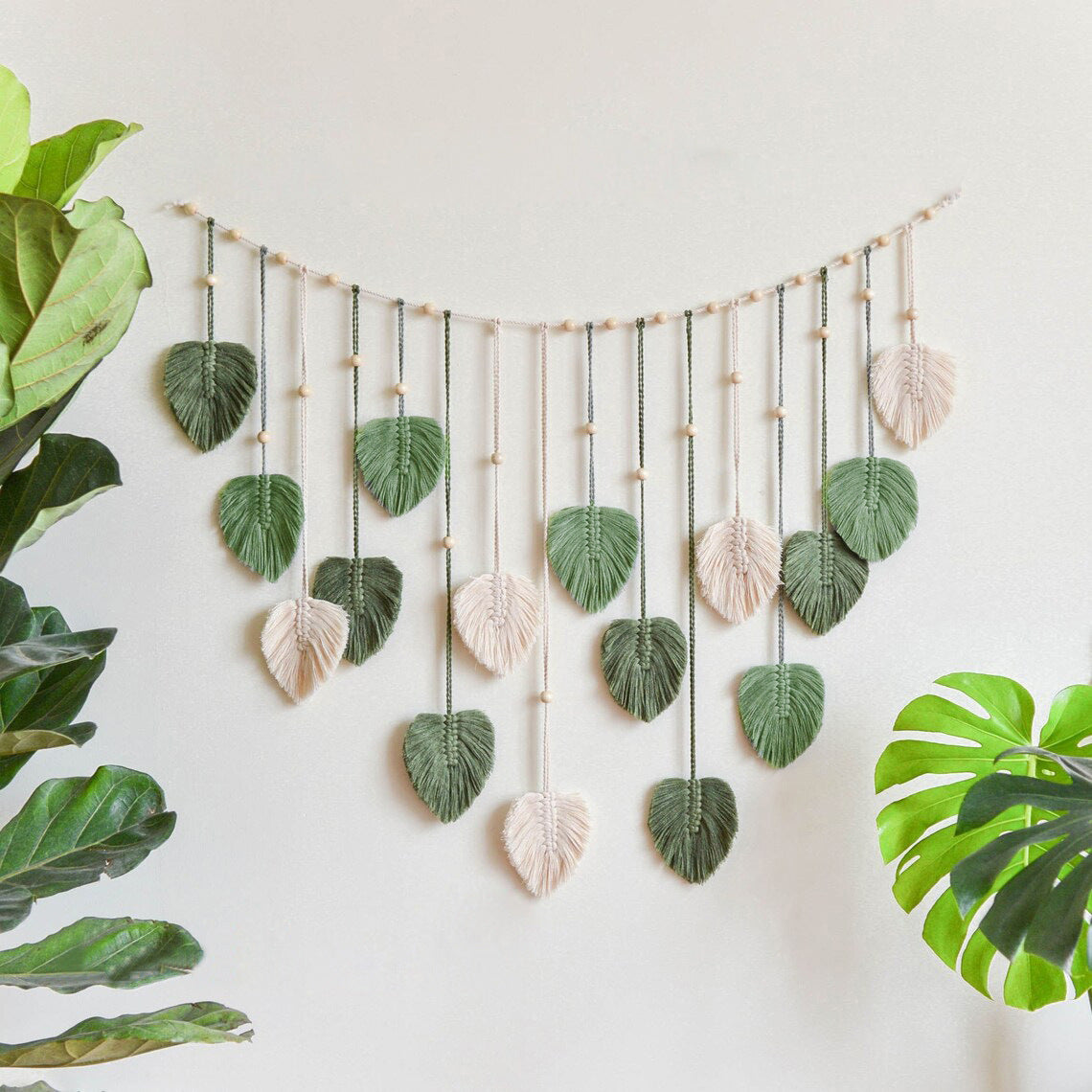 Boho Macrame Leaves Garland för Heminredning 8