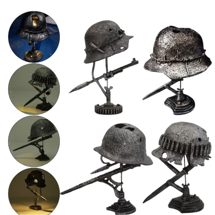 Bordslampa Vintage Stil Militärhjälm Design för Hemmet 1