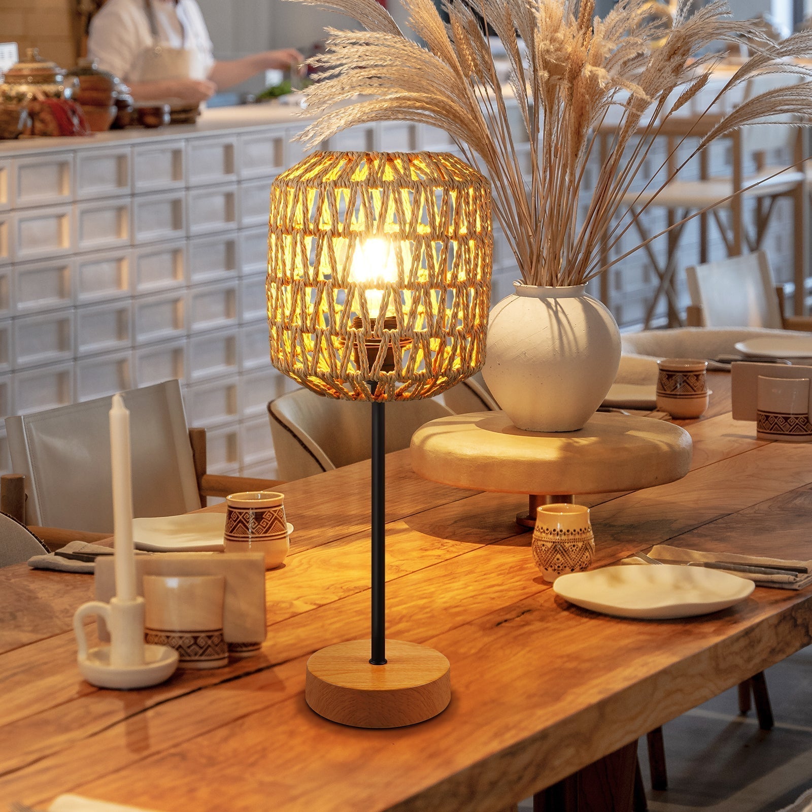 Bordslampa i Boho Stil med Dimmer och USB-port 1