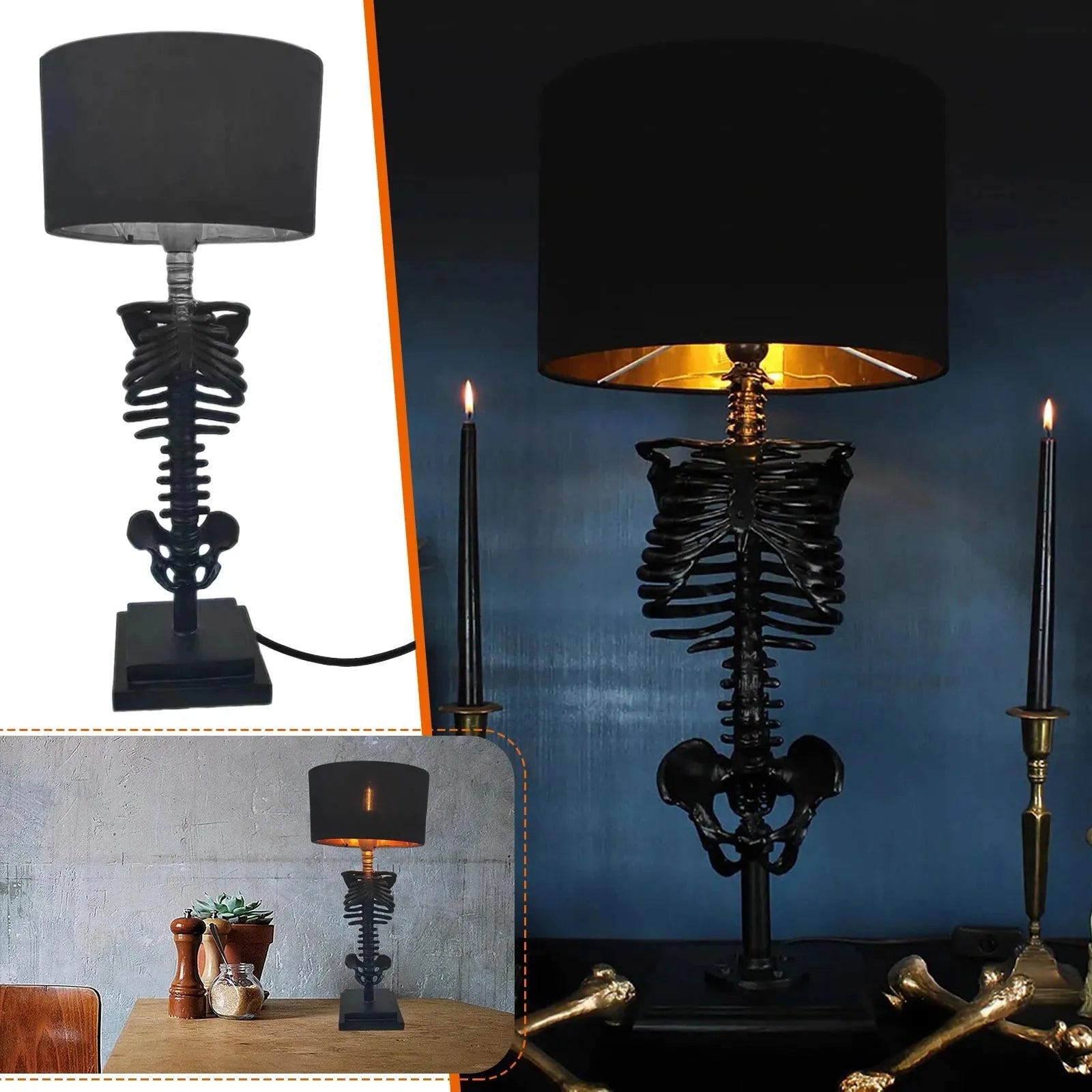 Bordslampa i gotisk stil med skelettdesign 2