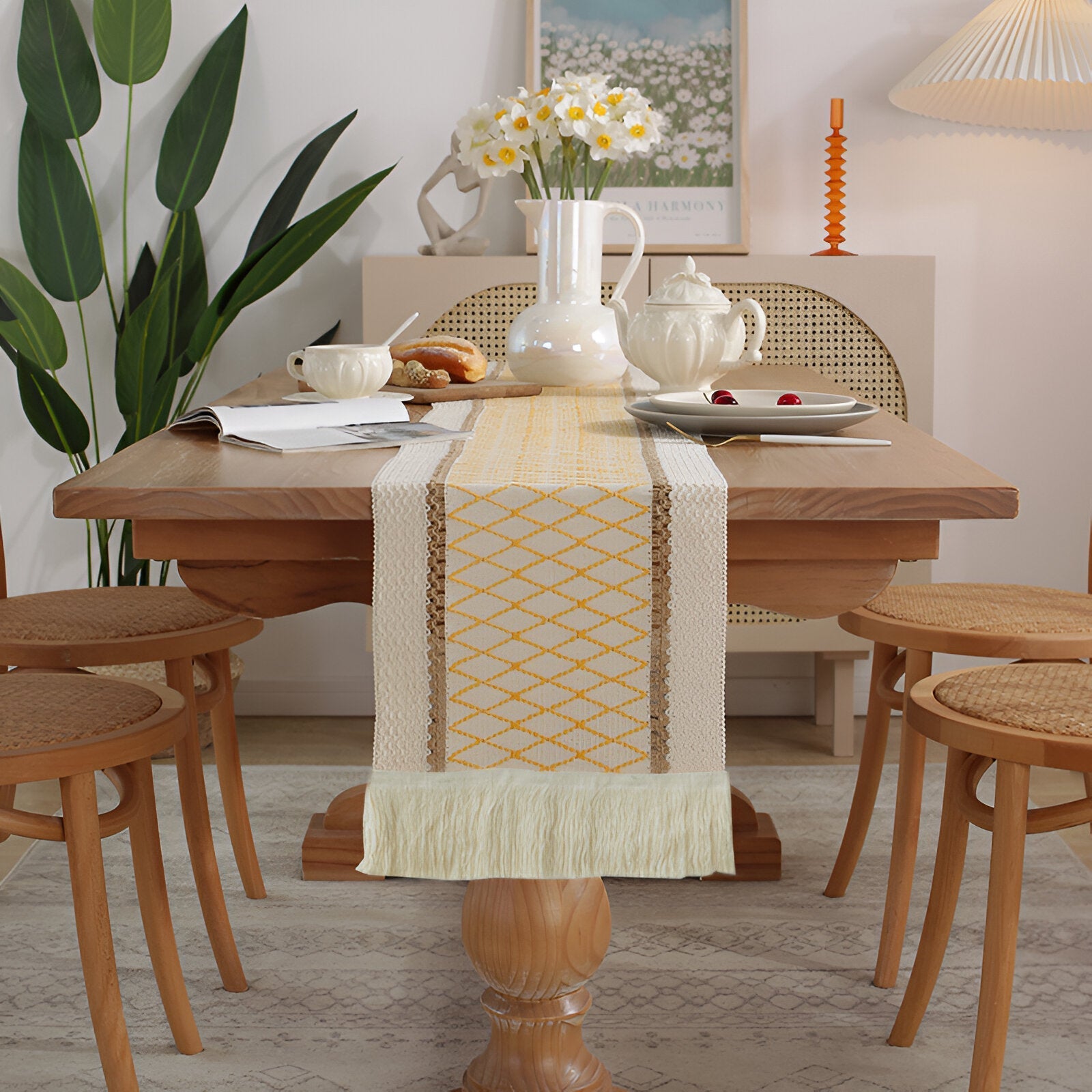 Bordslöpare Boho Macrame Med Fransar 3