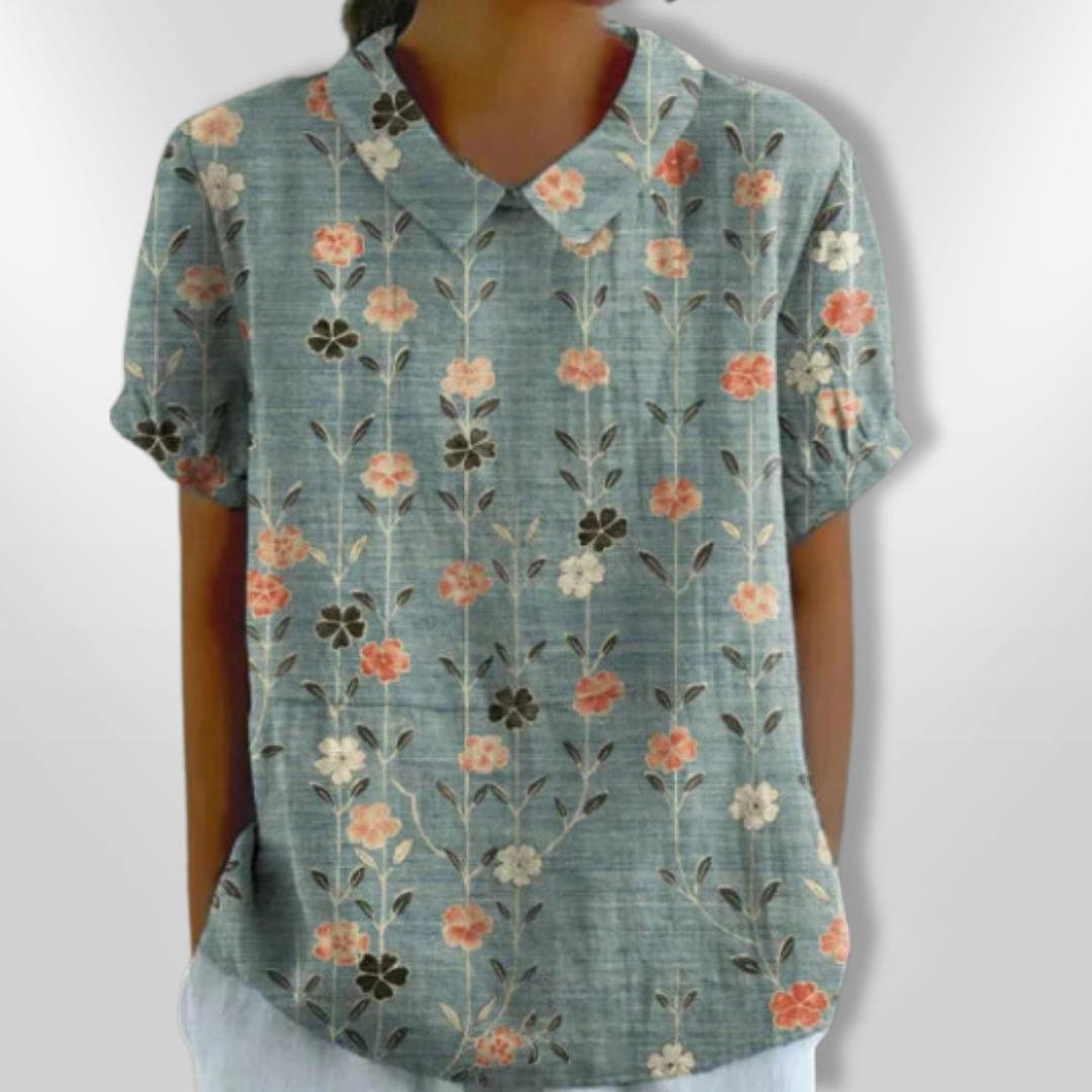 Dam Blus Blommönster Avslappnad Passform Lätt Tyg 3