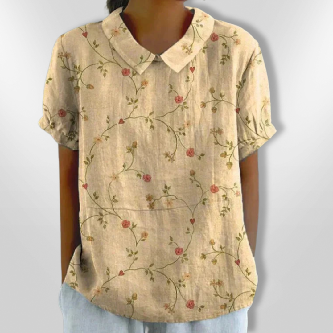 Dam Blus Blommönster Avslappnad Passform Lätt Tyg 4