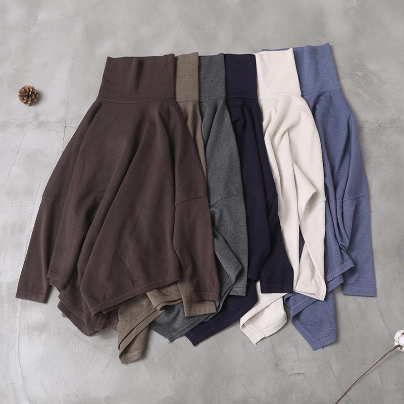 Dam Blus Hög Hals Asymmetrisk Fåll Trendig Stil 4