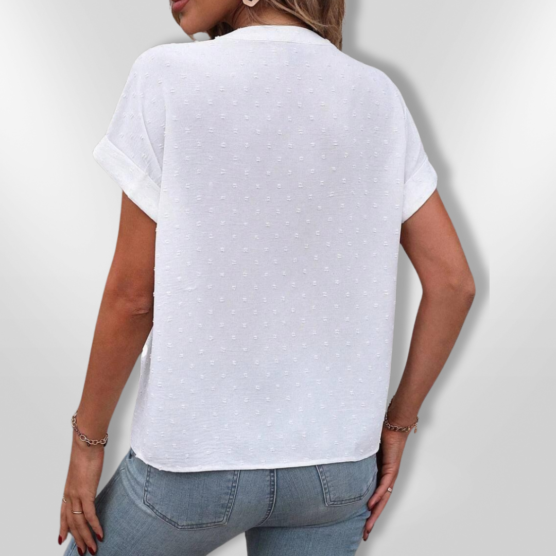 Dam Blus Klassisk Knappad Lätt Tyg 1