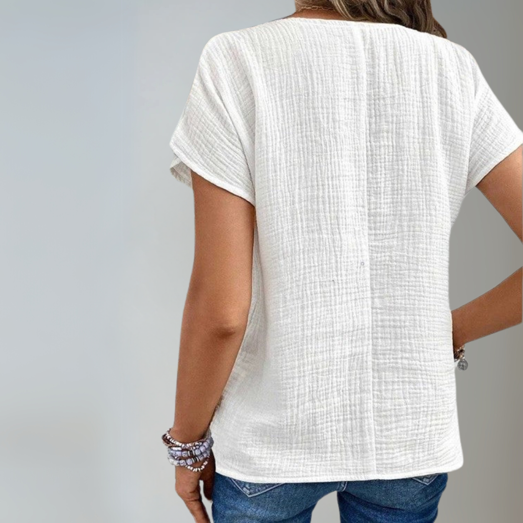 Dam Blus med Krage och Knappdetalj 2