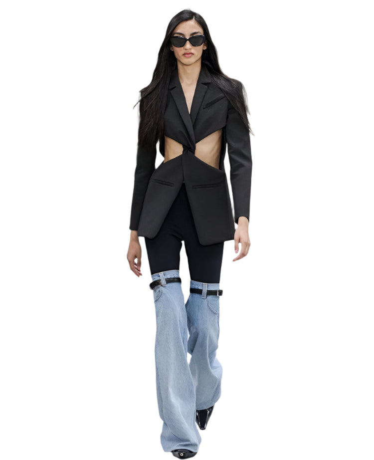 Dam Byxor Högmidjade Raka Vida Ben Denim 0