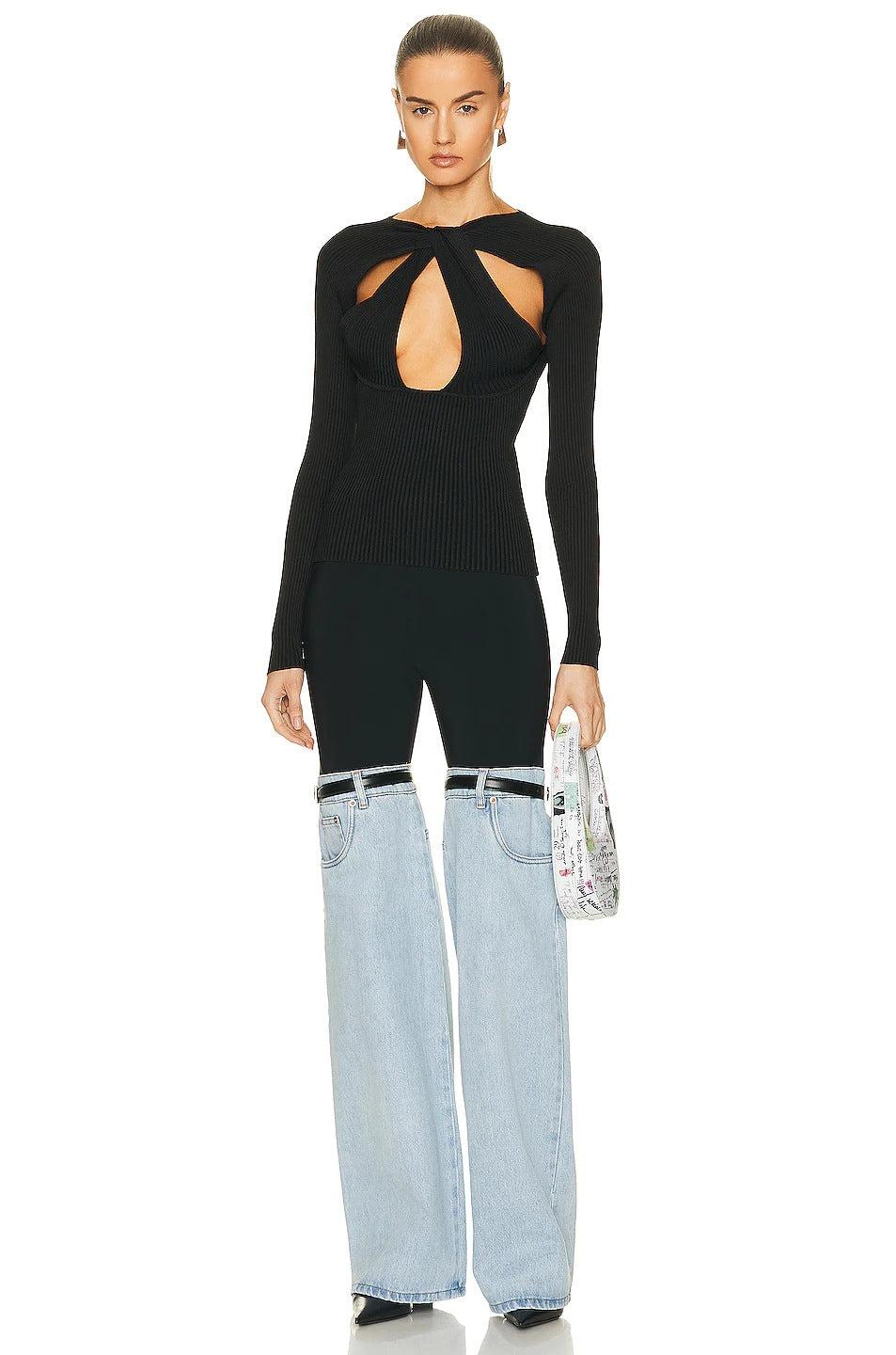 Dam Byxor Högmidjade Raka Vida Ben Denim 1