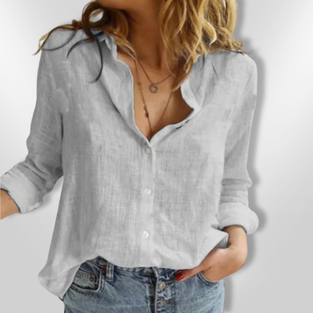 Dam Chemise Boutonnée med Fågeltryck i Mjuk Bomull 10