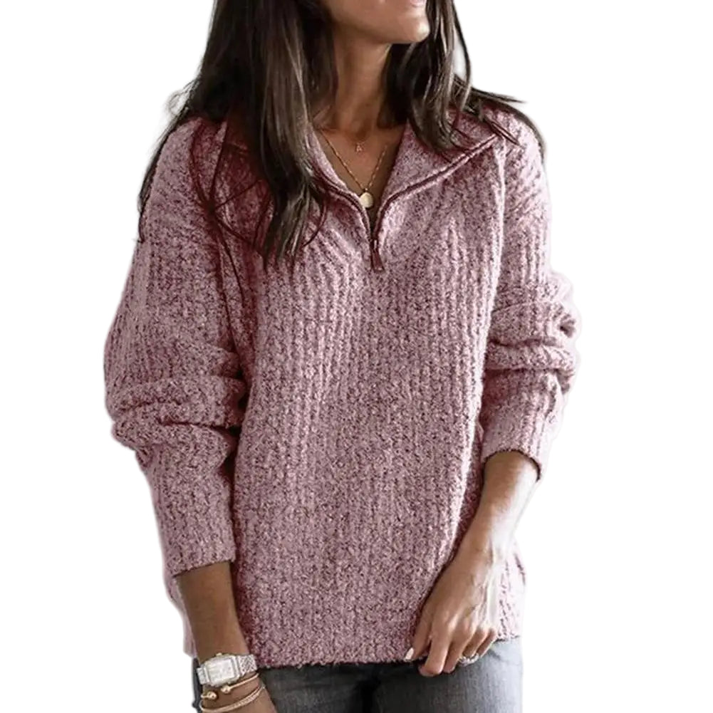 Dam Halv-Reißverschluss Pullover Långärmad 0