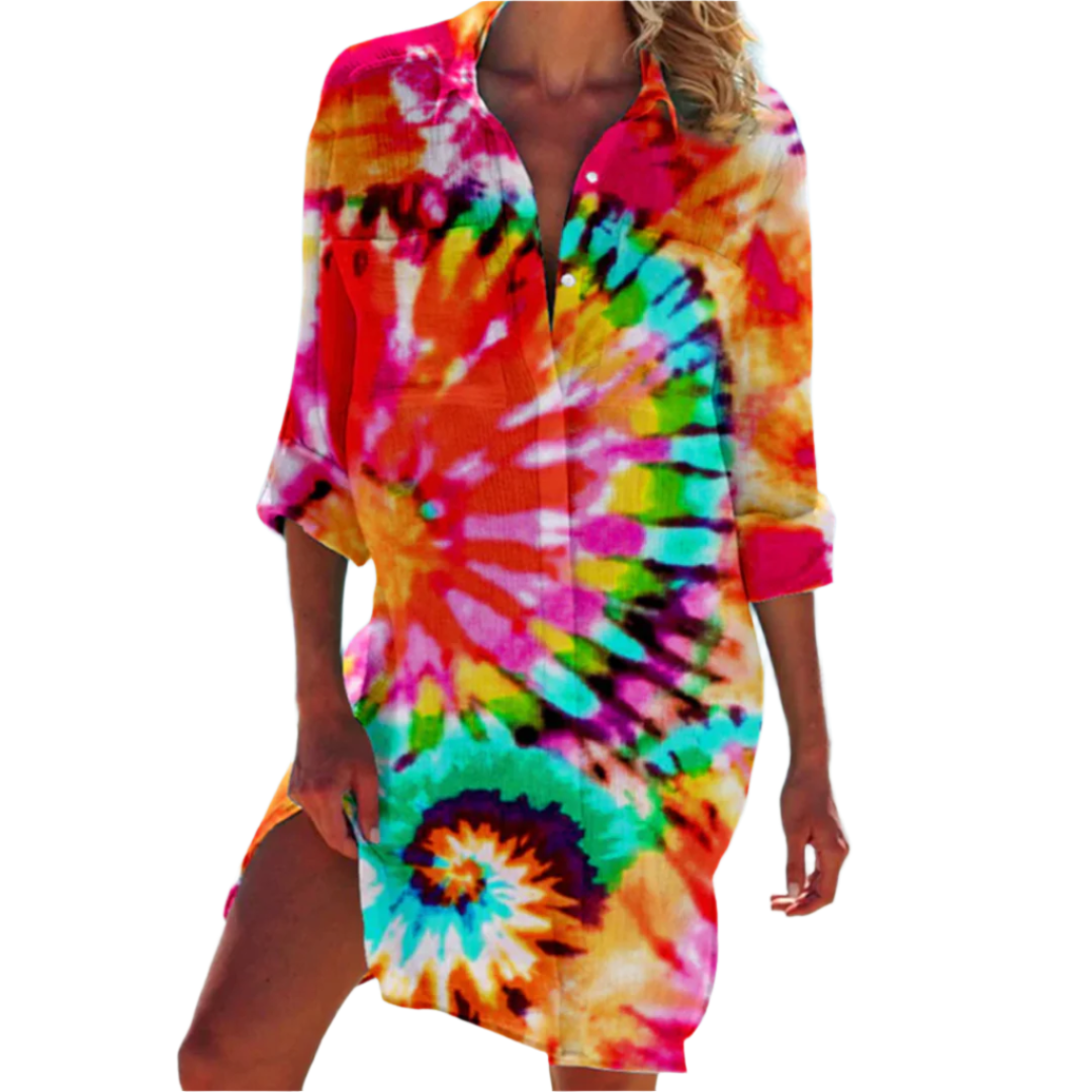 Dam Hemd A-Linje Stil Blommönster 0