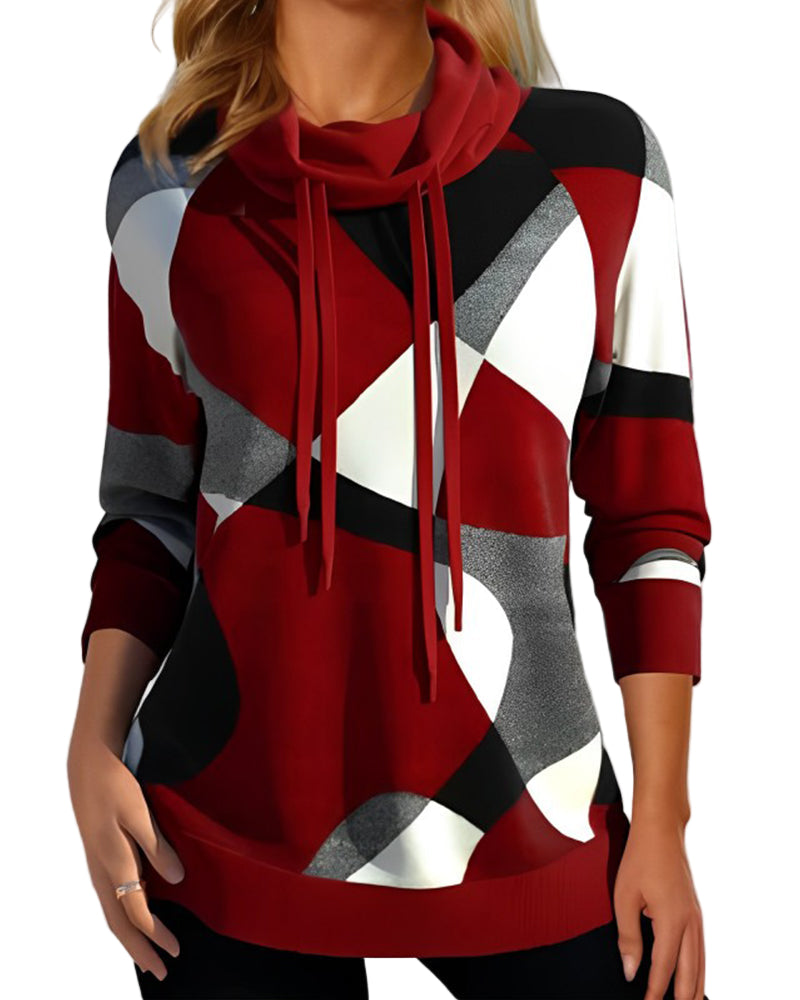 Dam Hoodie Geometrisk Design 0