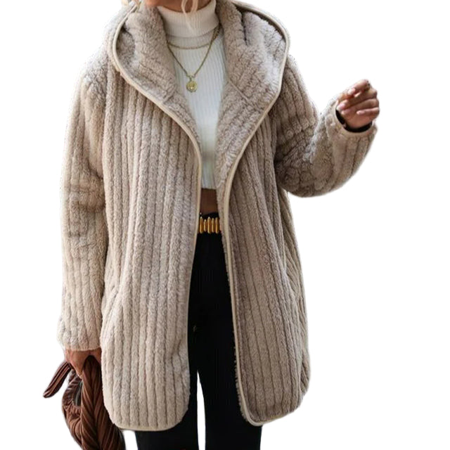 Dam Hoodie Stickad med Huva Avslappnad Design 0