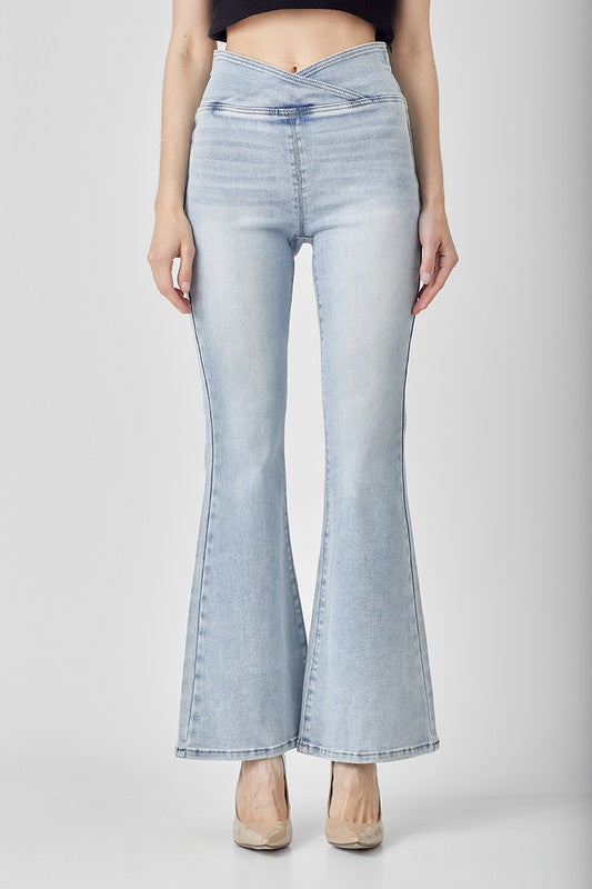 Dam Jeans Hög Midja Flair Ljus Denim 1