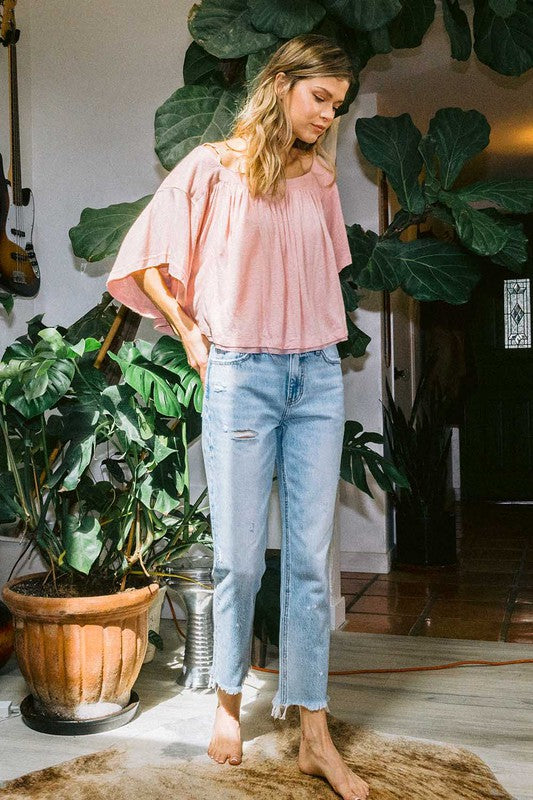 Dam Jeans Hög Midja Raka Ben Ljus Denim 1