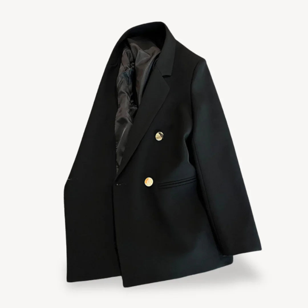 Dam Kavaj Dubbelknäppt Med Chic Guldfärgade Knappar 3