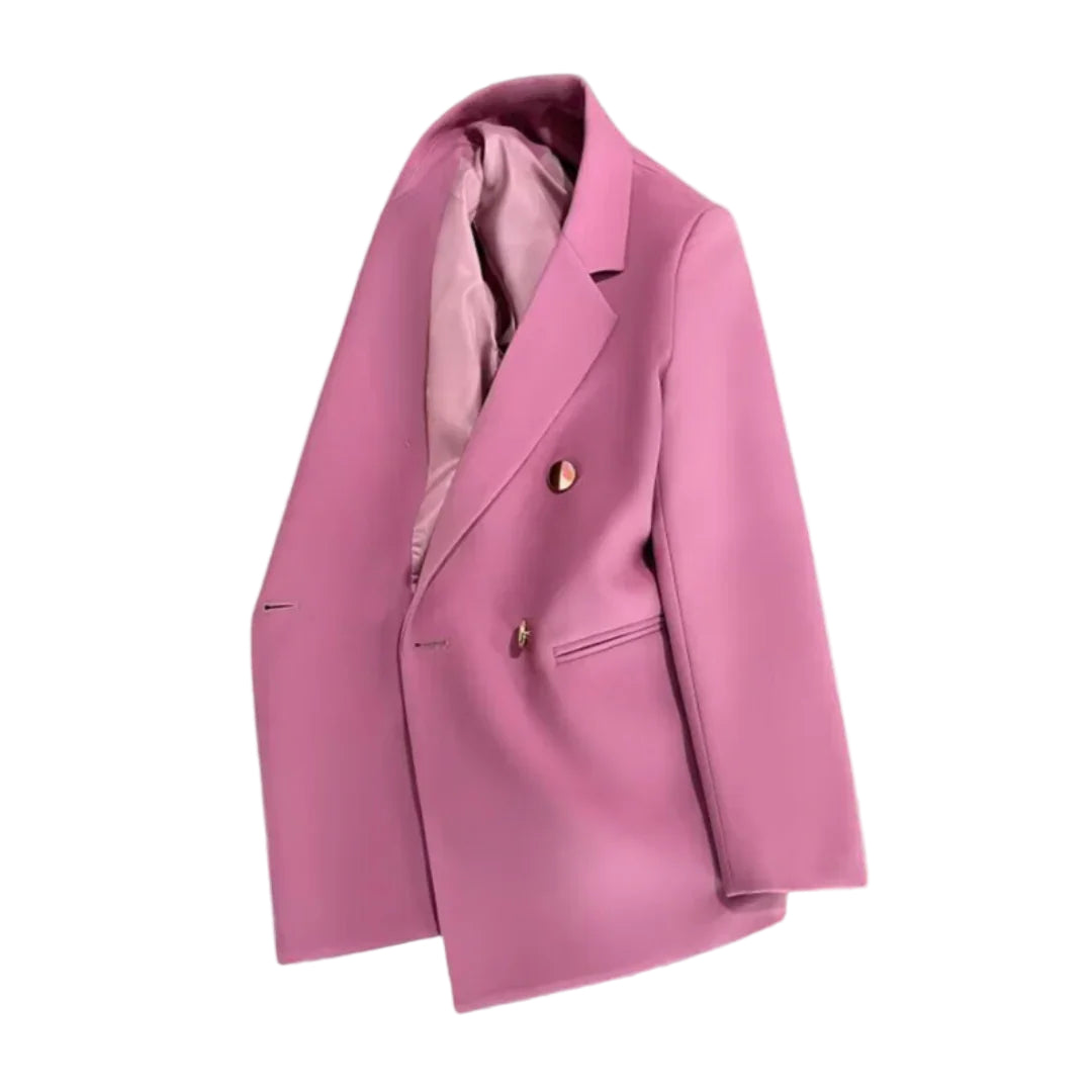 Dam Kavaj Dubbelknäppt Med Chic Guldfärgade Knappar 7