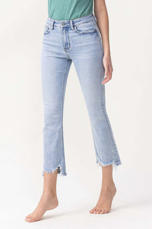 Dam Kick Flare Jeans Hög Midja Ljus Denim 2