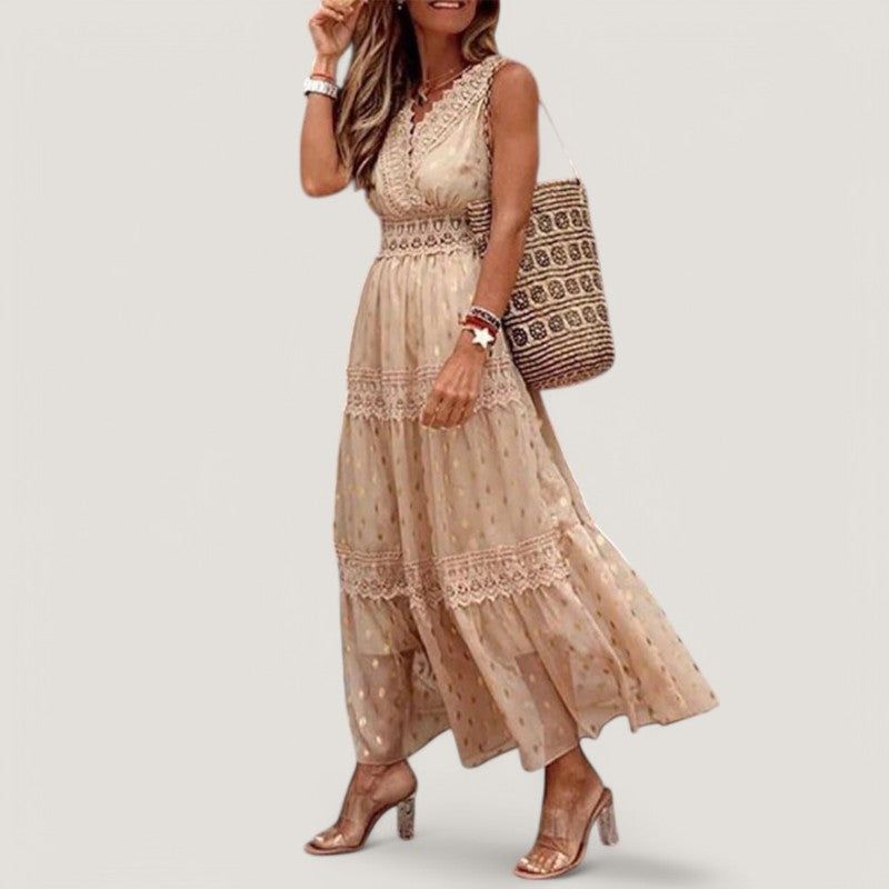 Dam Maxi Klänning Boho Stil Långt 1