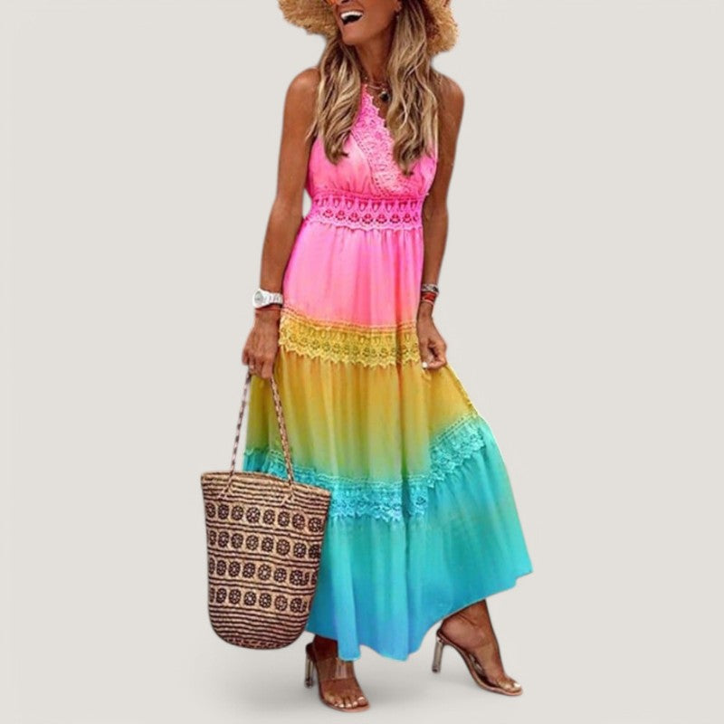 Dam Maxi Klänning Boho Stil Långt 2