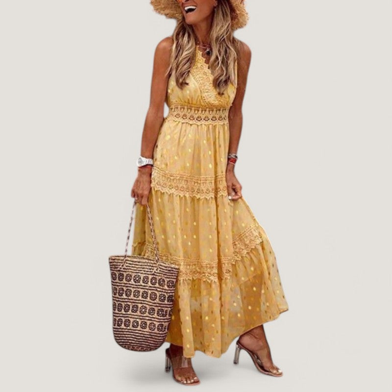 Dam Maxi Klänning Boho Stil Långt 3