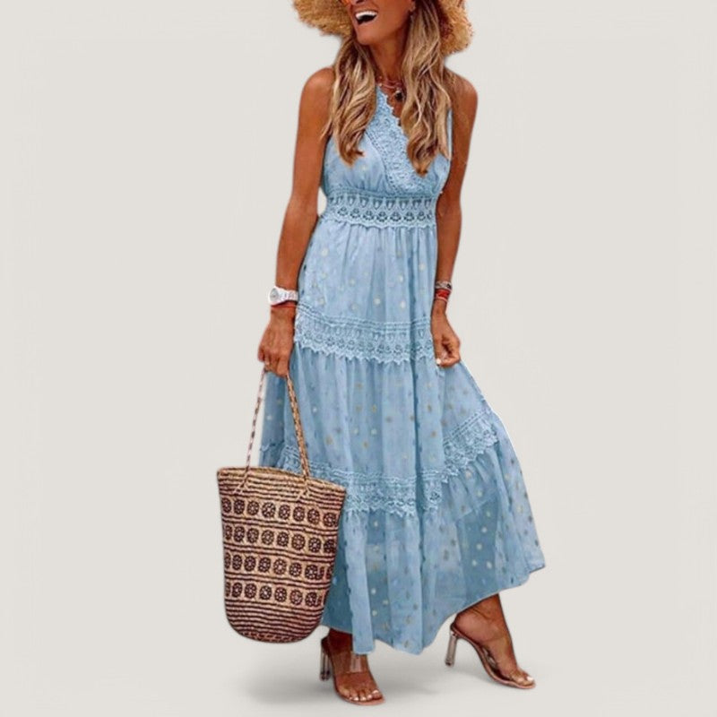 Dam Maxi Klänning Boho Stil Långt 4