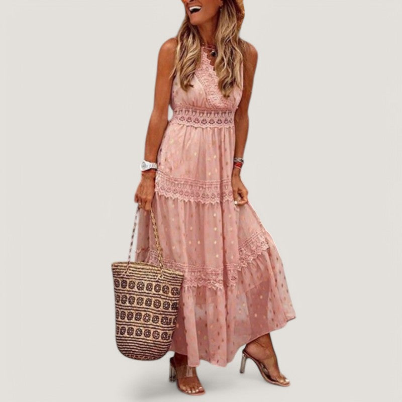 Dam Maxi Klänning Boho Stil Långt 5