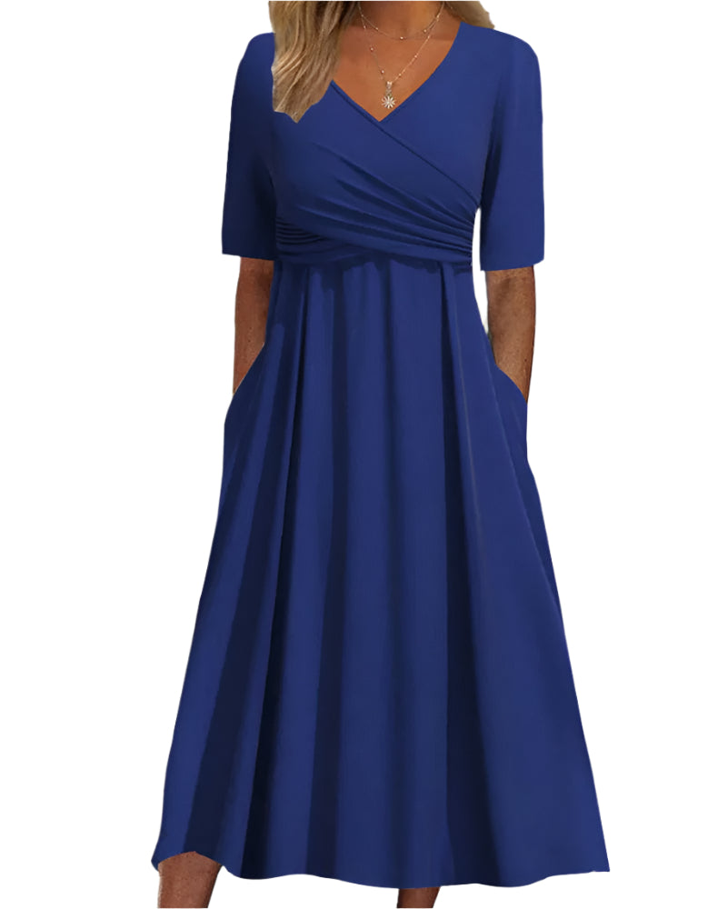 Dam Midiklänning Crossover Lätt Tyg för Bröllop och Formella Tillfällen 0