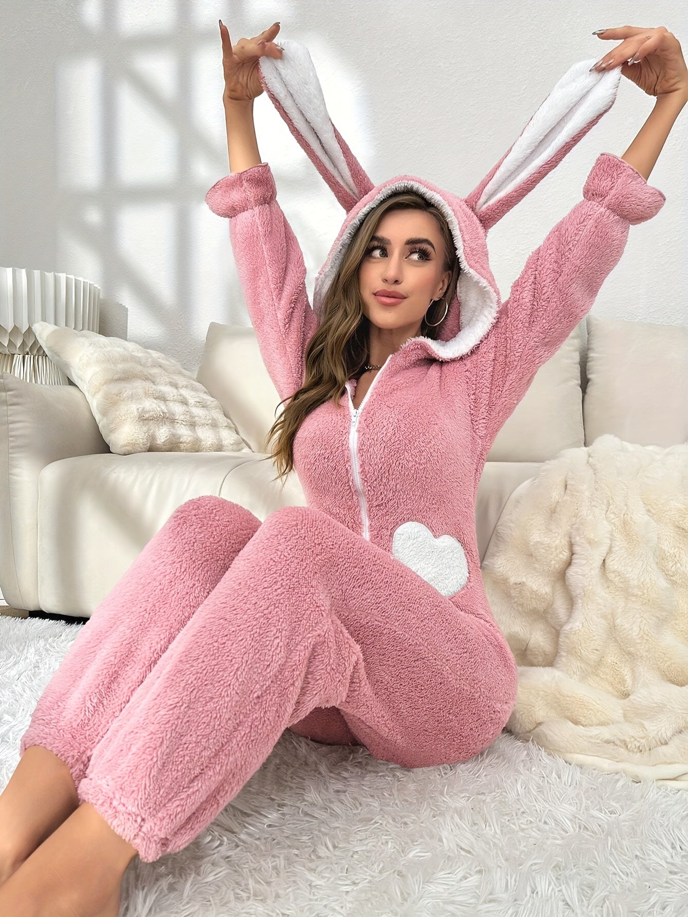 Dam Onesie med Kaninhuva för Höst och Vinter 0